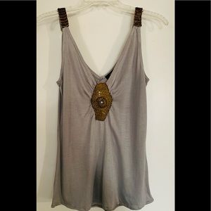 Sequined grey dressy tank top - 36